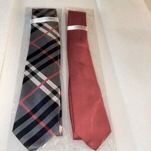 2 men’s ties by Luther Pike Seattle solid & classic diagonal striped NWT set